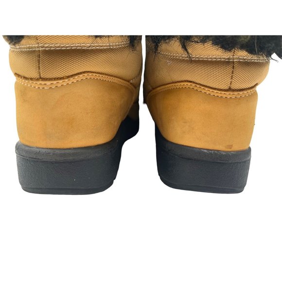 Timberland Tan Leather Faux Fur Cuff Ankle Winter Snow Boots Youth Size 4 - Picture 10 of 16